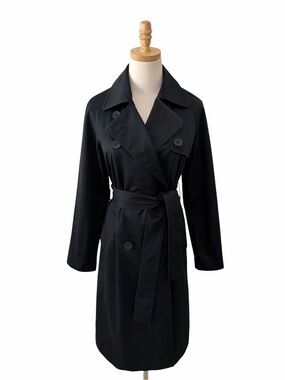 Everlane The  Modern Trench Coat Black Size XS 100% Cotton Double-Breasted